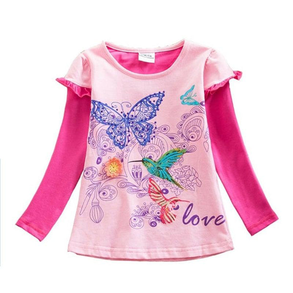 Girl's Multiprint Long Sleeve Cotton T-Shirts