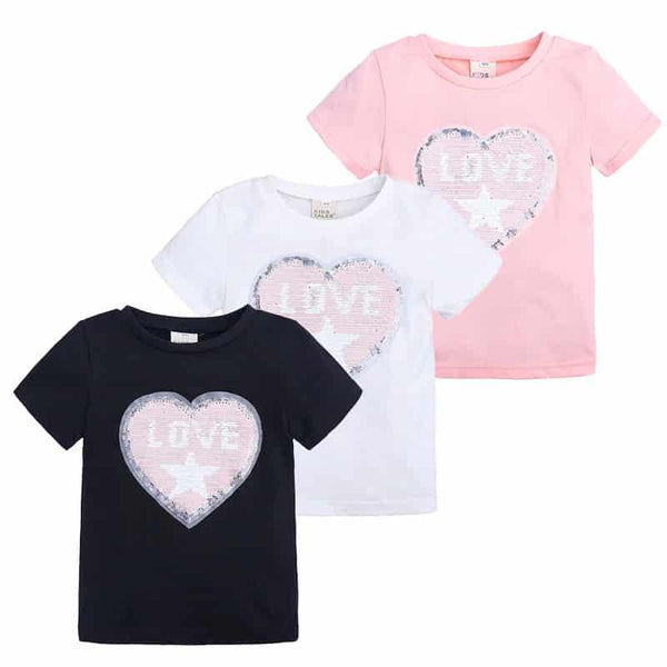 Girls' Casual Cotton T-Shirt with O-Neck