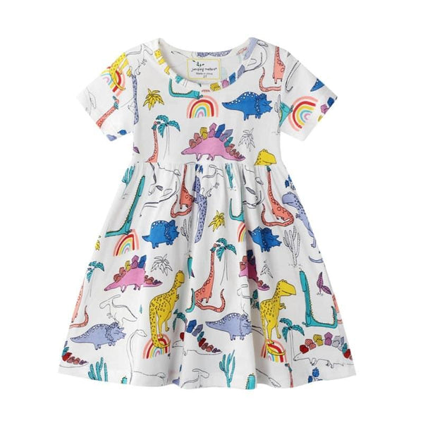 Girls Dinosaur Printed Summer Dress