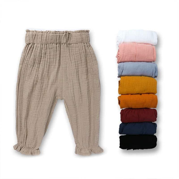 Boys' Plain Cotton Pants with Elastic Waist