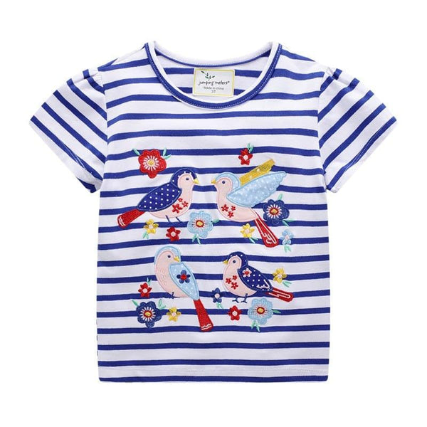 Striped T-shirt With Patches For Girls