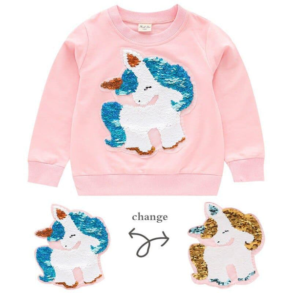 Girls Cartoon Unicorn Printed Pullover