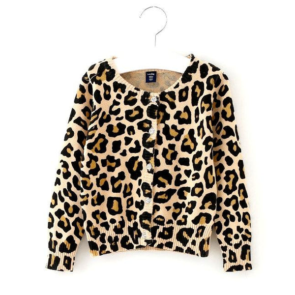 Cotton Cardigan in Leopard Print for Kids