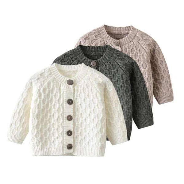 Girl's Honeycomb Knitted Cardigan