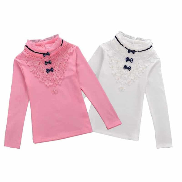 Bow Embellished Lace Blouse for Girls