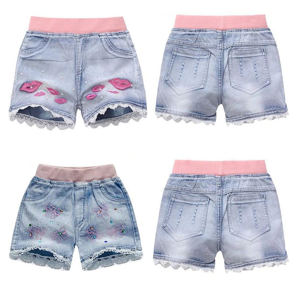 Shorts vaqueros para niña con cintura elástica