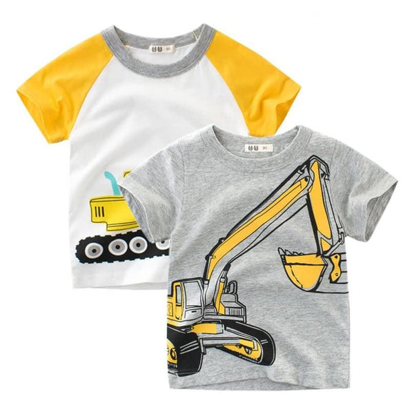 Camiseta estampada de excavadora para niño