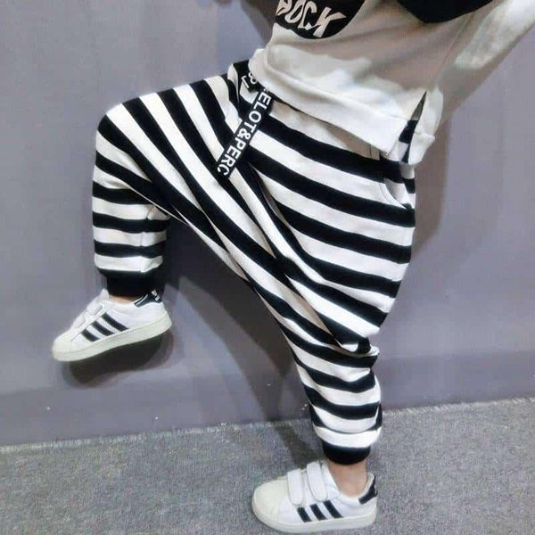 Baby Boy's Black / White Striped Harem Pants