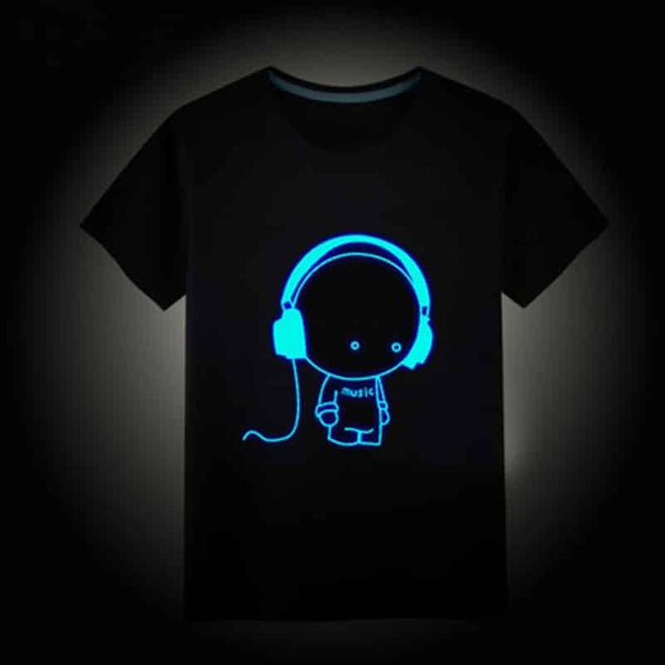 Kid's Black T-Shirts With Luminous Prints