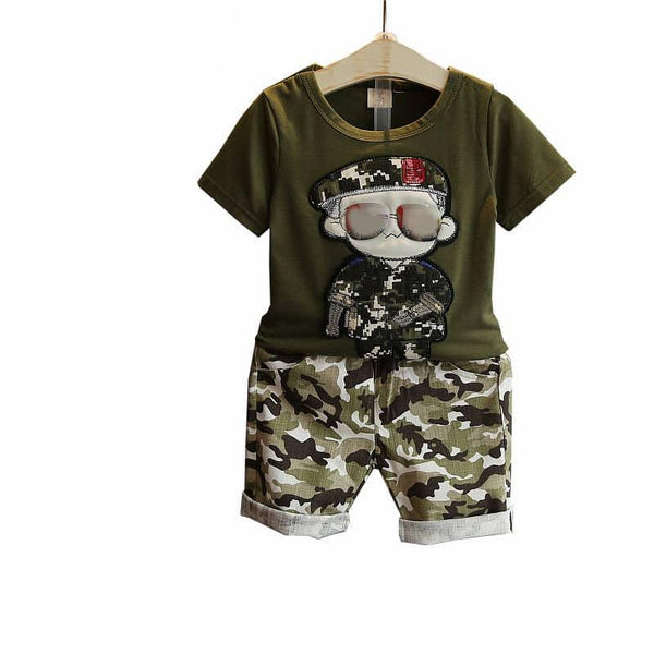 Boy's Summer Camouflage Printed Clothing Set