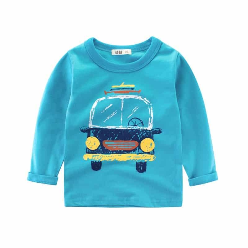Long Sleeved Vehicle Patterned T-Shirt for Boys