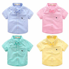 Boy's Solid Color Short Sleeve Shirt