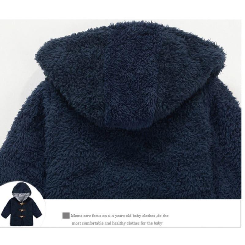 Boys' Warm Blue Cotton Jacket with Hood