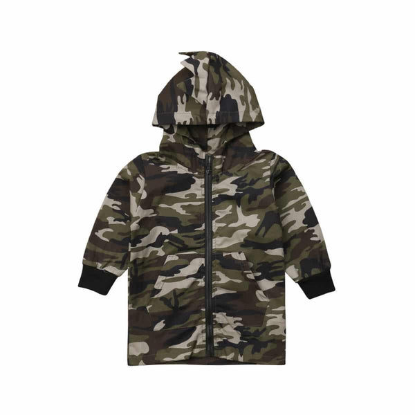 Camouflage Dinosaur Hooded Boy's Jacket
