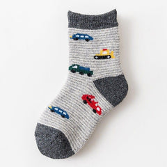 Boy's Cars Striped Winter Socks