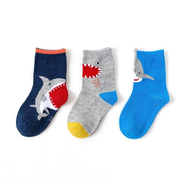 Chaussettes en coton pour enfants à motifs de requins