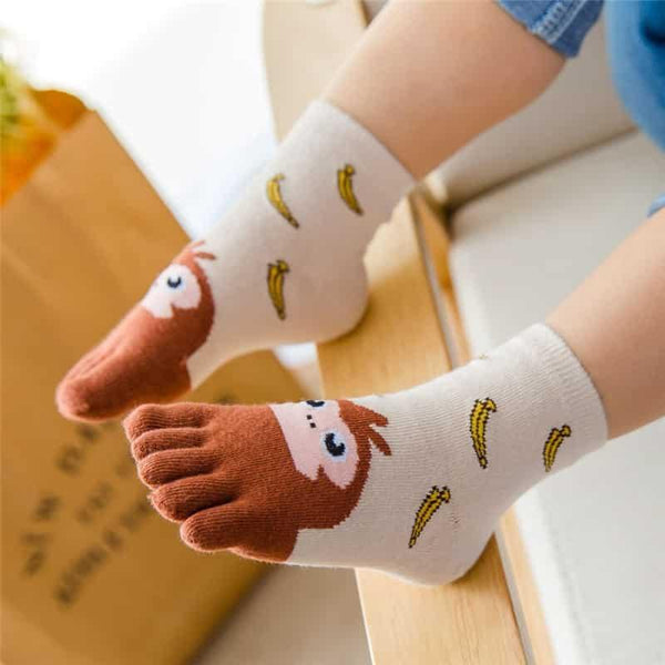 Calcetines con punta de algodón estilo animal de dibujos animados para niños