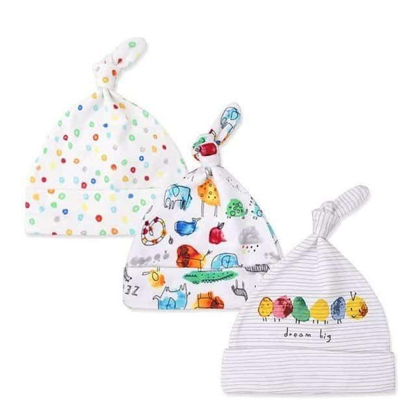 Lot de 3 bonnets bébé en coton coloré