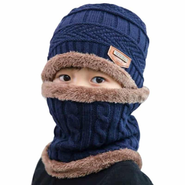 Bonnet tricoté avec écharpe pour garçons