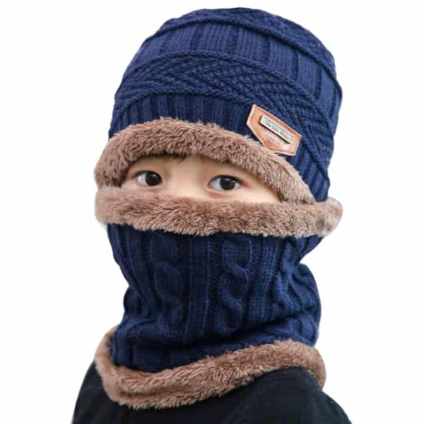 Gorro de punto para niño con bufanda