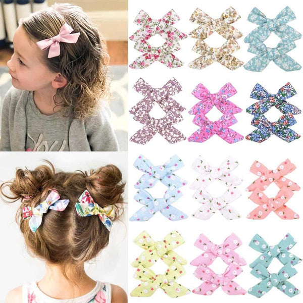 Colorful Bow Hair Clips for Girls 2 pcs Set