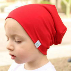 Kids Spring Solid Color Cotton Beanie