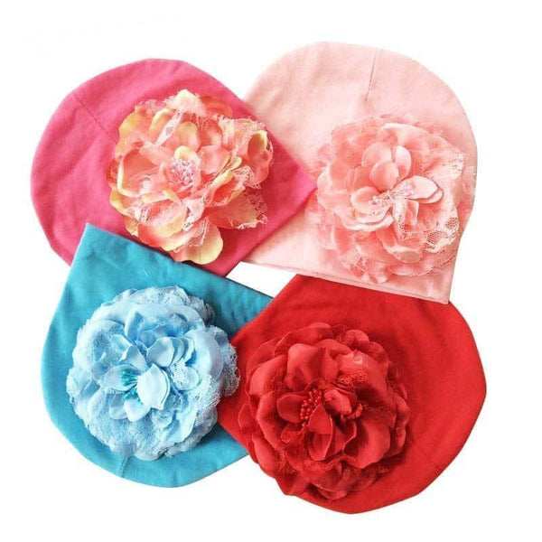 Bonnet en coton pour bébé avec fleur