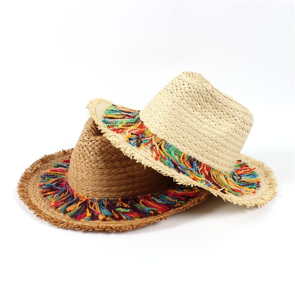 Kid's Boho Style Tassel Decorated Straw Hat