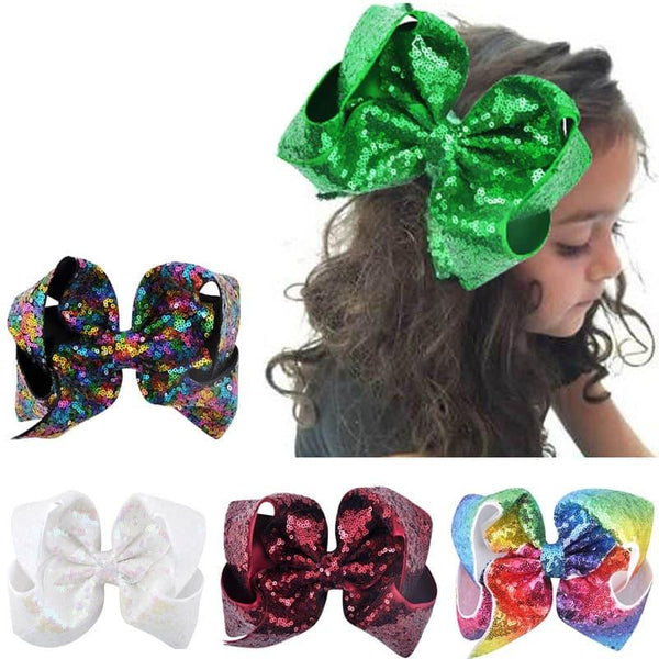 Big Sequins Printed Hair Bow for Girls