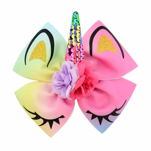 Girl's Ribbon Bow with Unicorn Horn