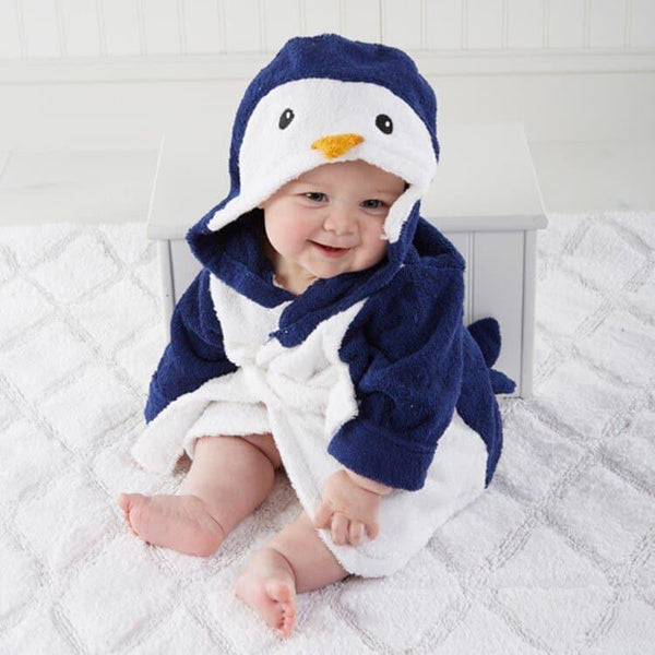 Cartoon Penguin Flannel Robe for Babies