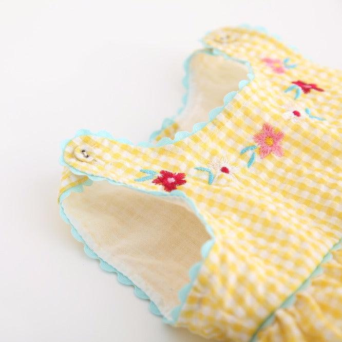 Newborn Girl's Yellow Cotton Dress with Cartoon Duck Appliques - Stylus Kids