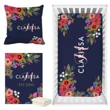 Juego de cama para bebé con ramos florales bohemios