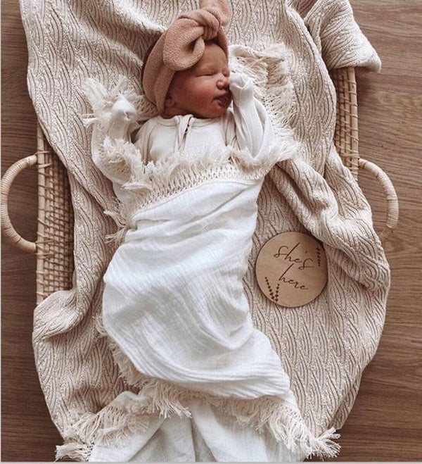Couverture en mousseline de coton unie pour bébé