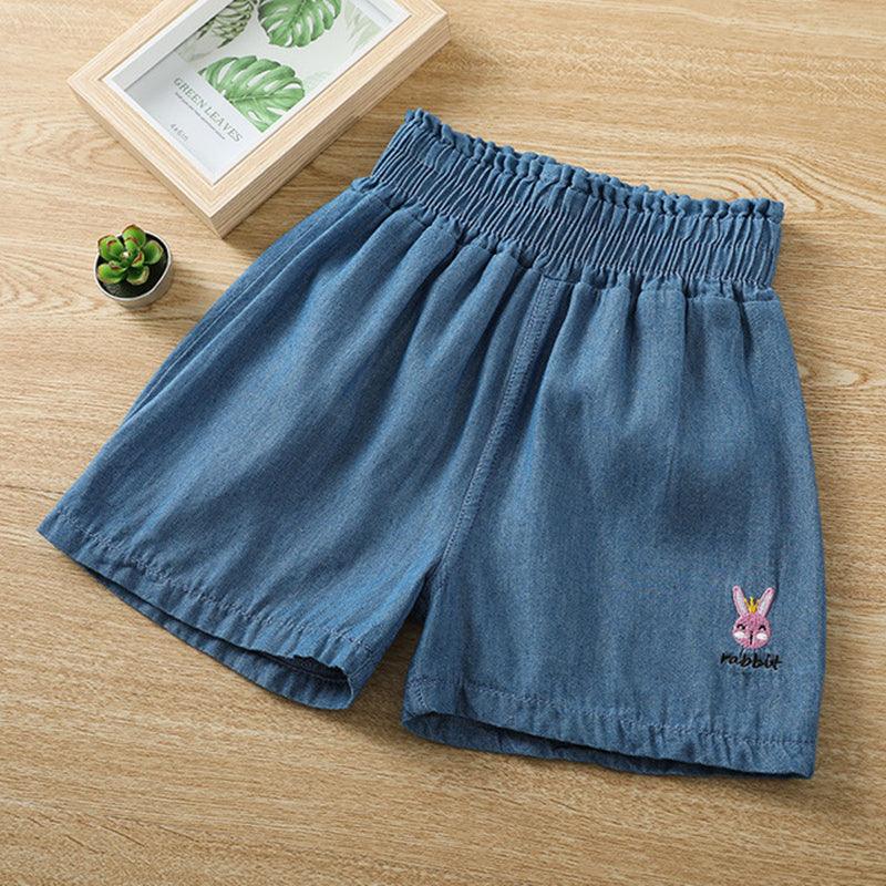 Kid's Denim Shorts with Mini Animals Embroidery - Stylus Kids