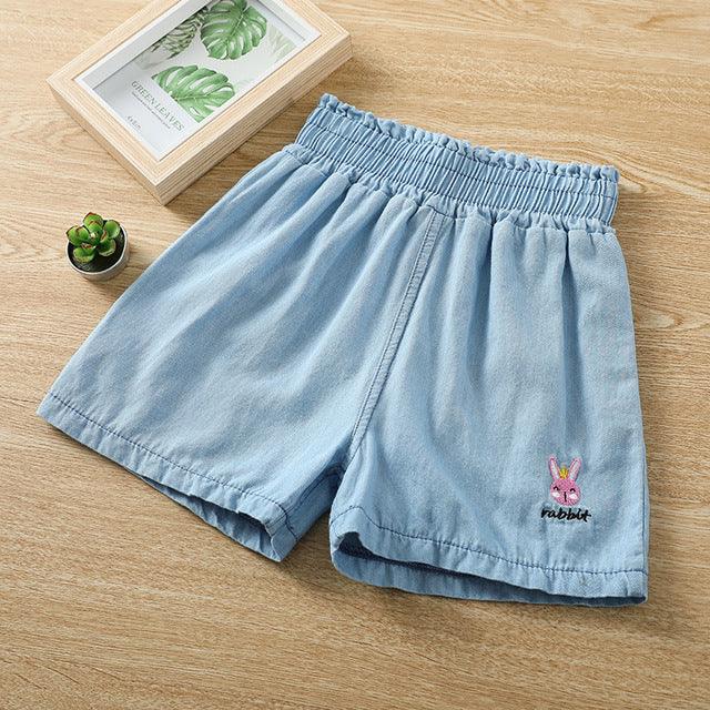 Kid's Denim Shorts with Mini Animals Embroidery - Stylus Kids