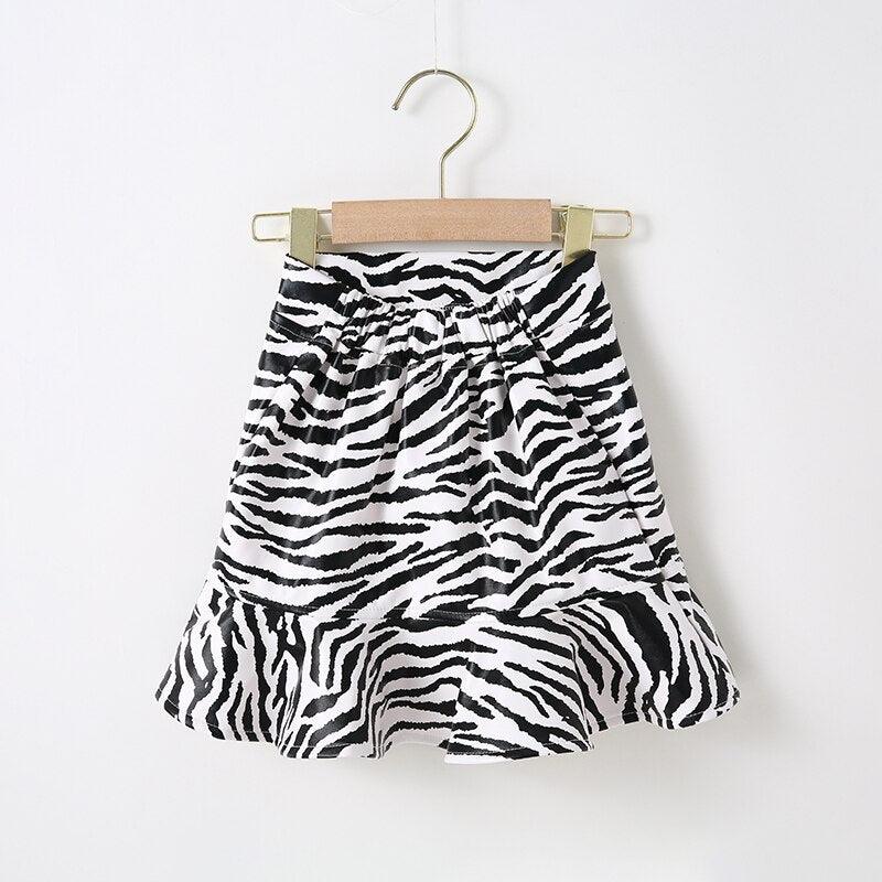 Girl's Zebra Patterned Leather Skirt - Stylus Kids