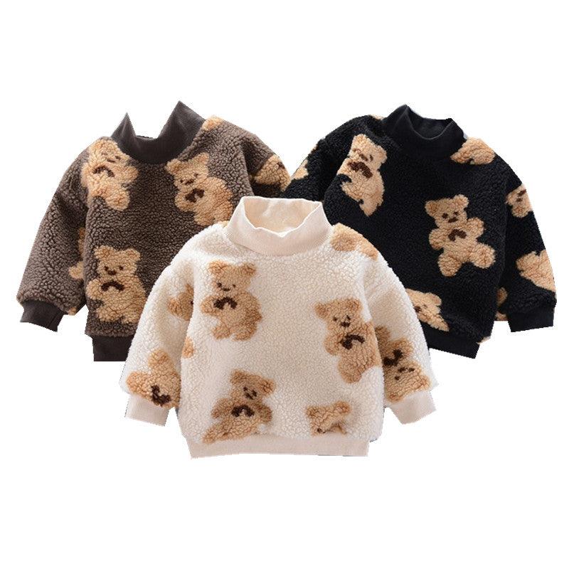 Warm Thickened Flannel Bear Patterned Top for Kids - Stylus Kids