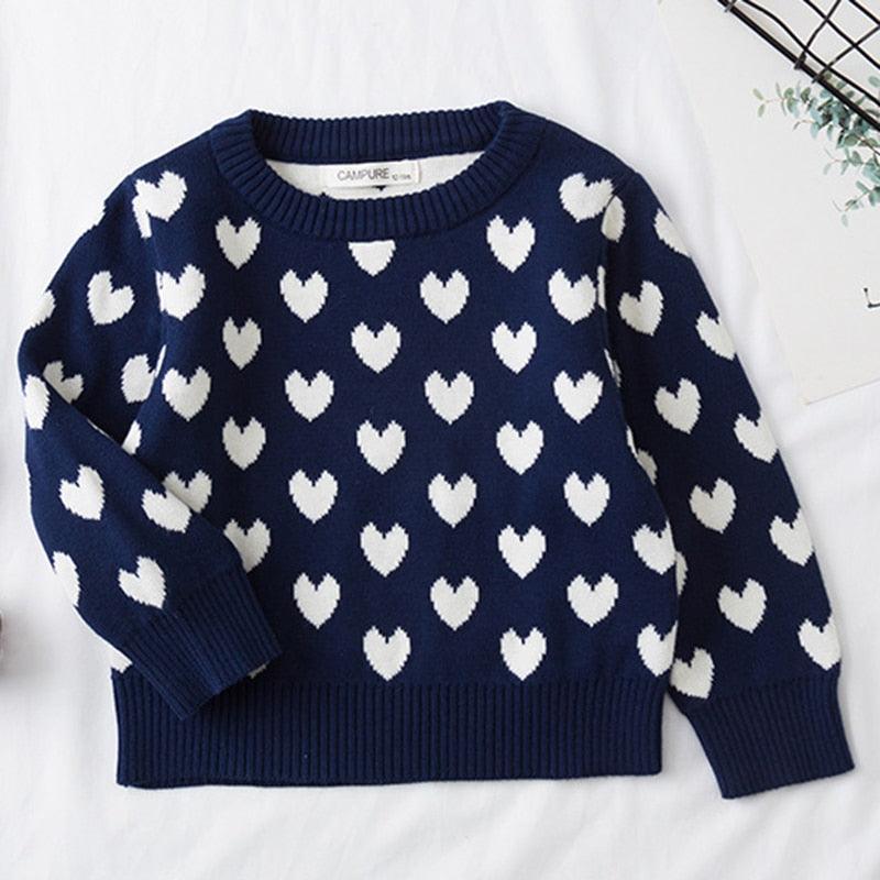 Girl's Heart Patterned Sweater - Stylus Kids