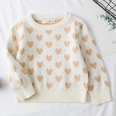 Girl's Heart Patterned Sweater - Stylus Kids