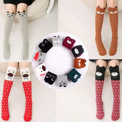 Girl's Cotton Long Socks with Animal Print - Stylus Kids