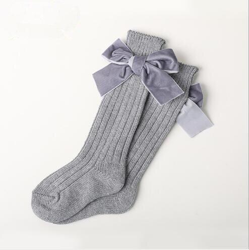Cotton Long Socks With Velvet Bows - Stylus Kids