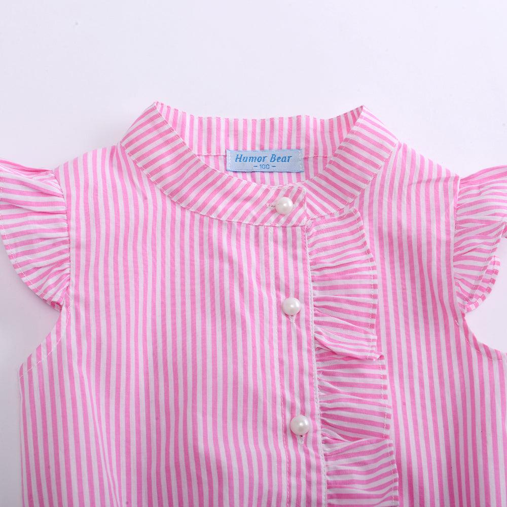 Girls' Pink Striped Spandex Blouse - Stylus Kids