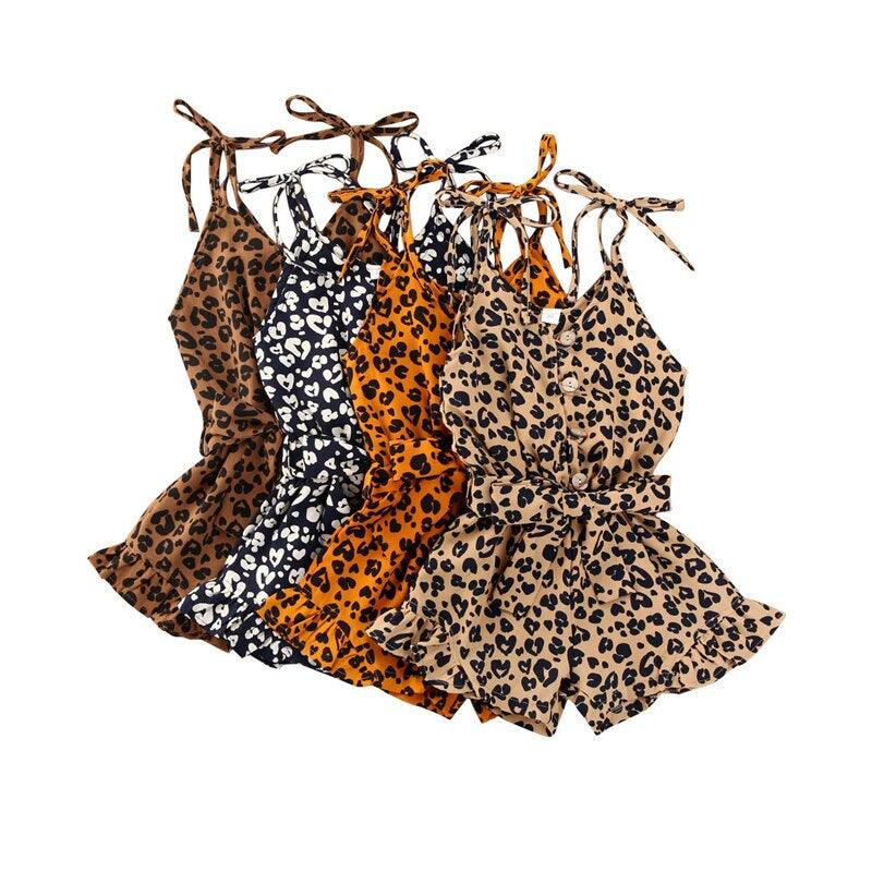 Leopard Printed Sleeveless Playsuit for Girls - Stylus Kids