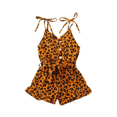 Leopard Printed Sleeveless Playsuit for Girls - Stylus Kids