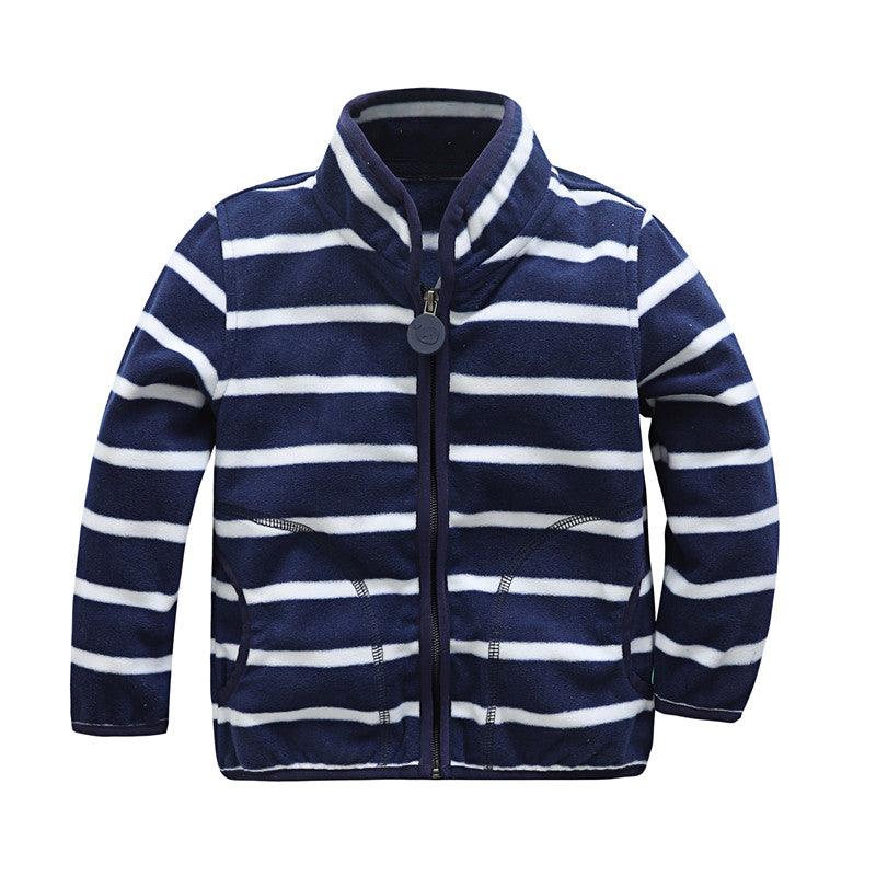 Boy's Striped Hooded Fleece Jacket - Stylus Kids