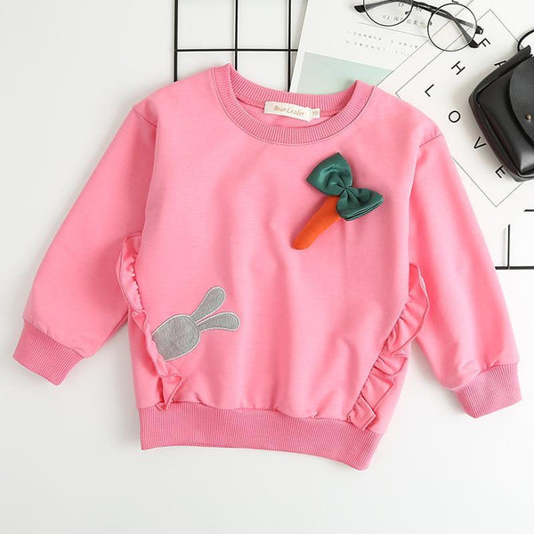 Girl's Long Sleeved Carrot Decorated Sweatshirt - Stylus Kids