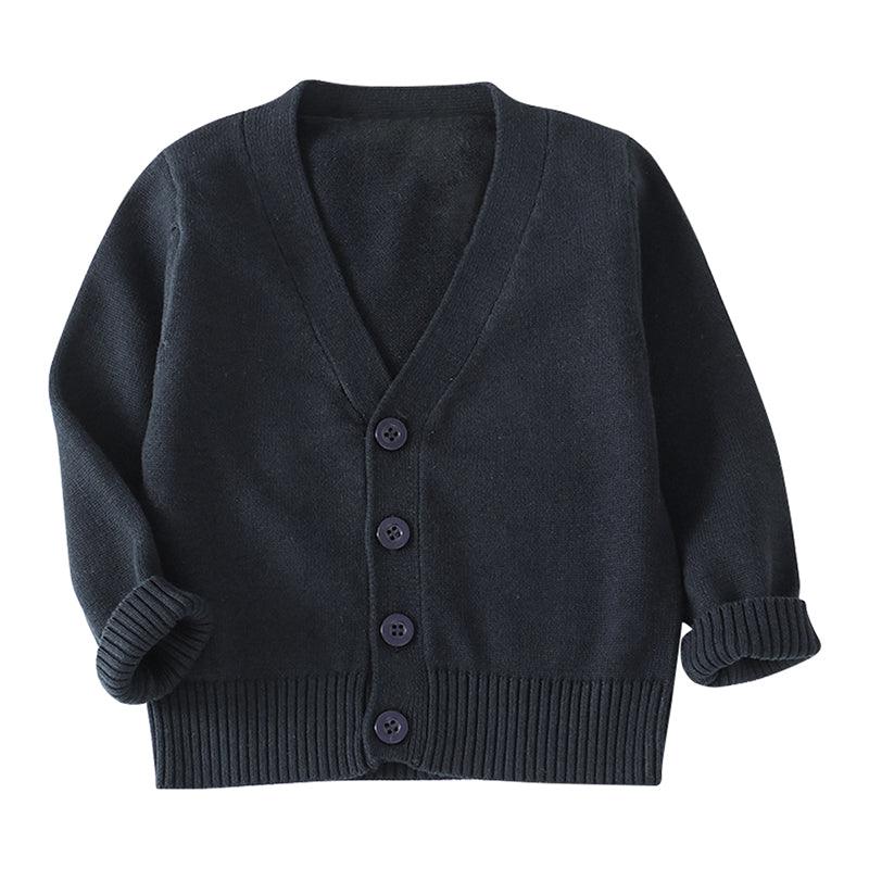 Solid Knitted Buttoned Cardigan - Stylus Kids