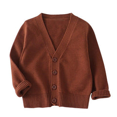 Solid Knitted Buttoned Cardigan - Stylus Kids
