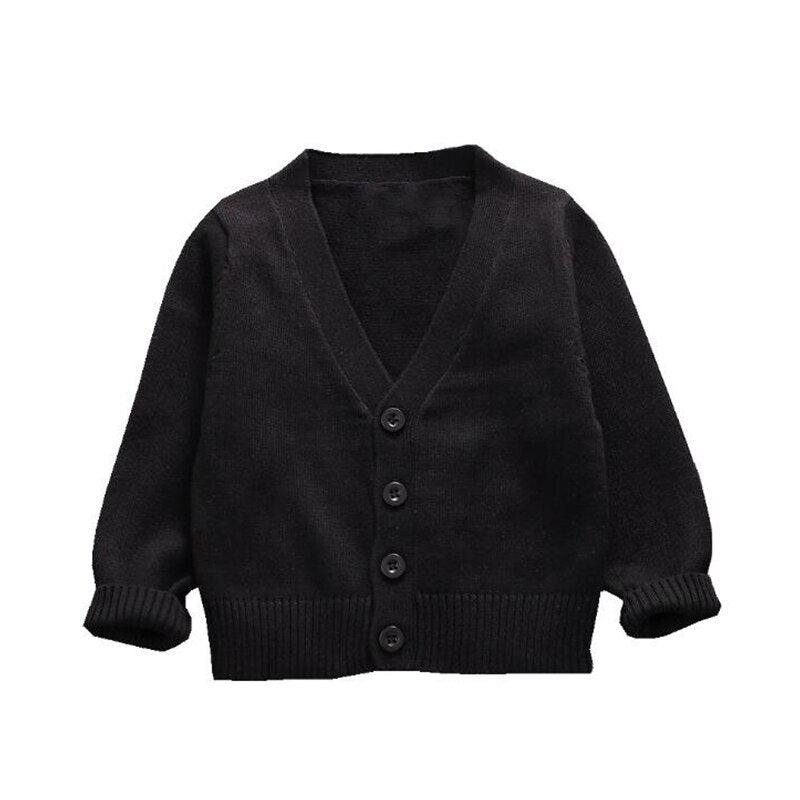 Solid Knitted Buttoned Cardigan - Stylus Kids